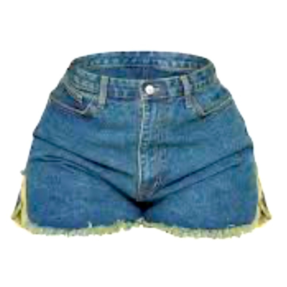 Plus Size Vintage Wash Side Split Denim Shorts